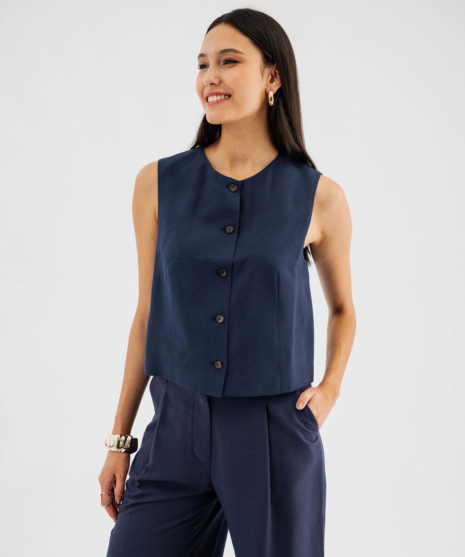 gilet de costume sans manches femme bleu vestes