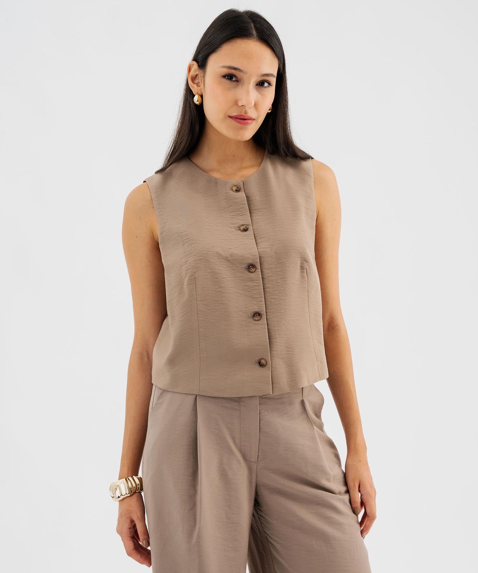 gilet de costume sans manches femme brun vestes