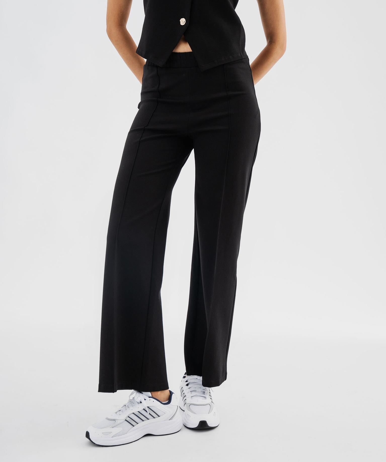 pantalon de tailleur a taille elastiquee femme noir standard pantalons