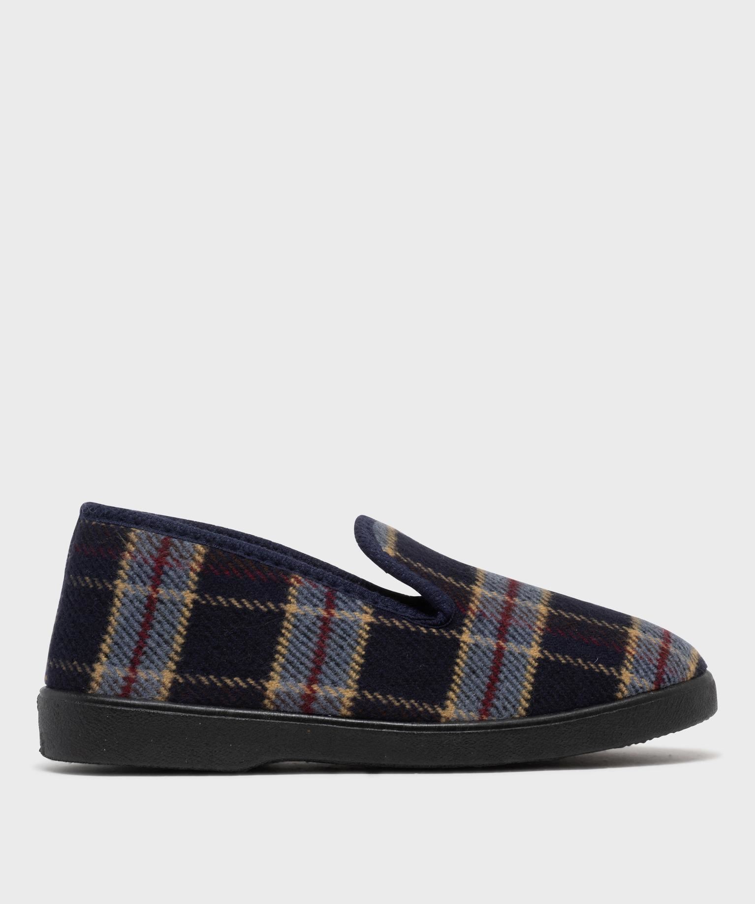 chaussons confort a motif tartan homme bleu