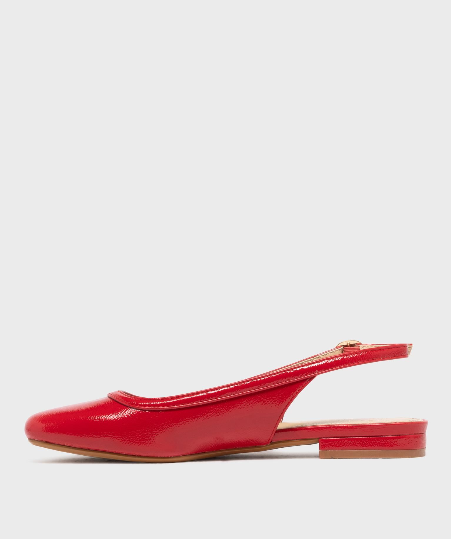 ballerines slingback a bout carre femme - follow me rouge ballerines ...
