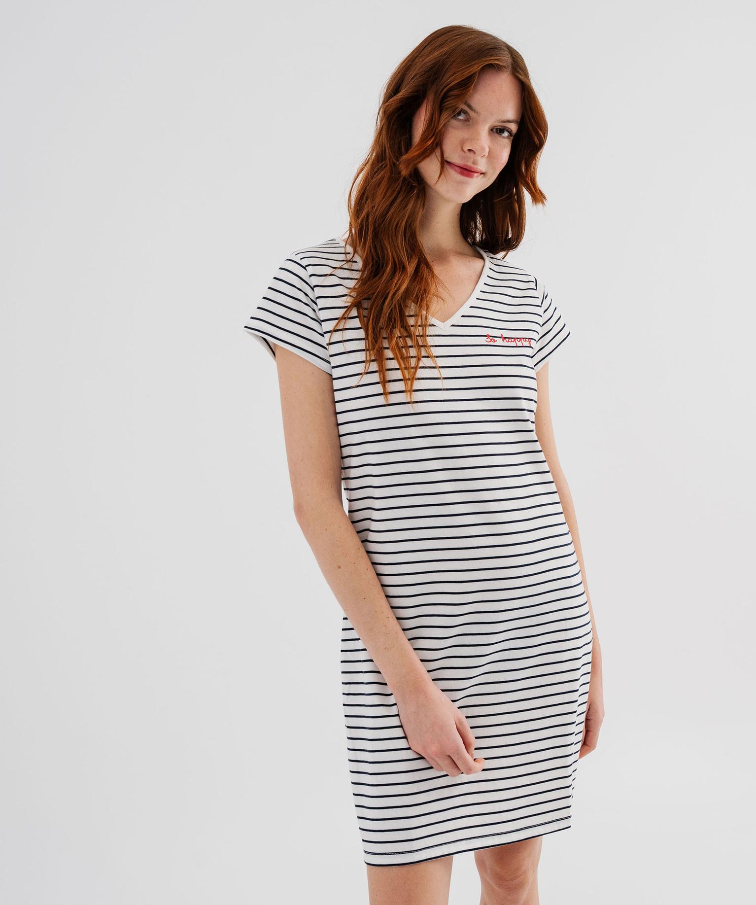 Chemise De Nuit Femme Jersey Tricoté Doux - Modèle Confortable Et Respirant Essentials