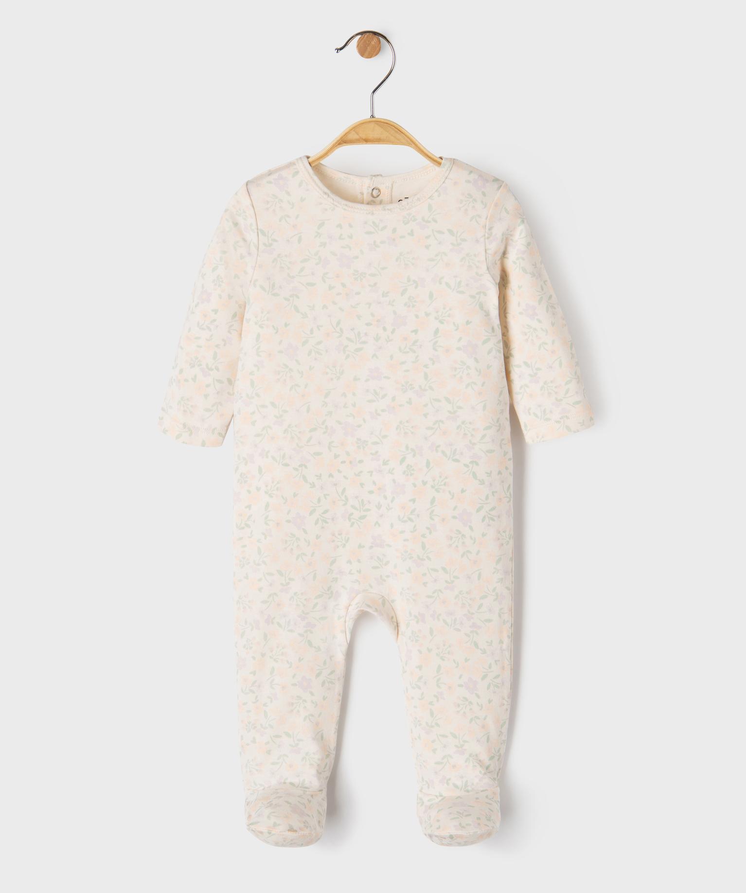 pyjama dors bien en jersey fleuri a pont-dos pressionne bebe rose