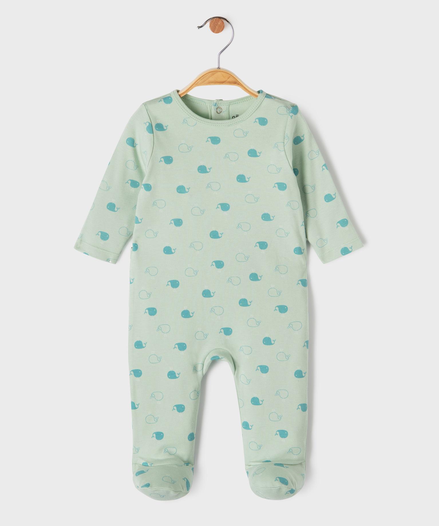 pyjama en coton a motifs baleines bebe garcon vert