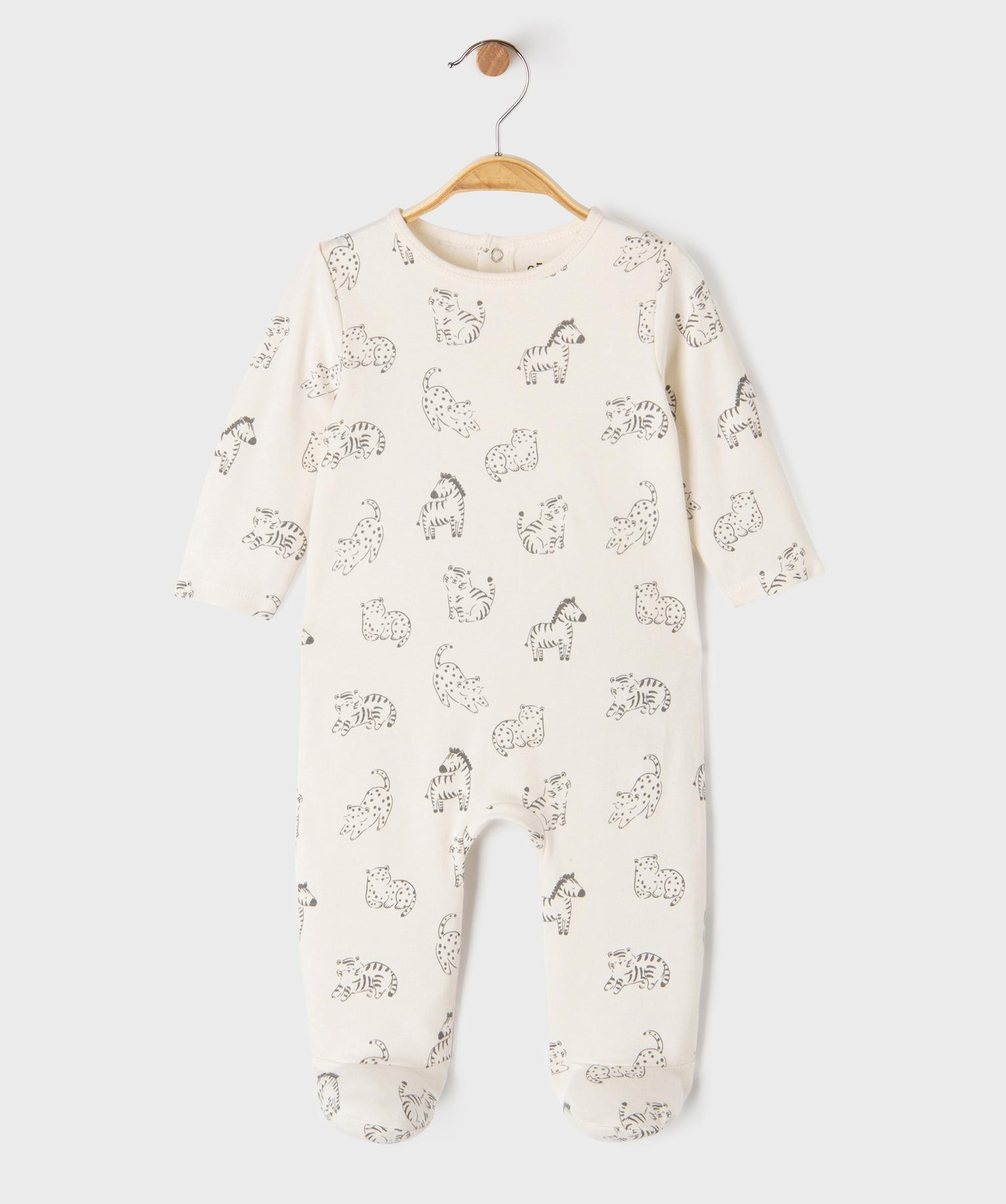 pyjama en coton a motifs animaux bebe beige