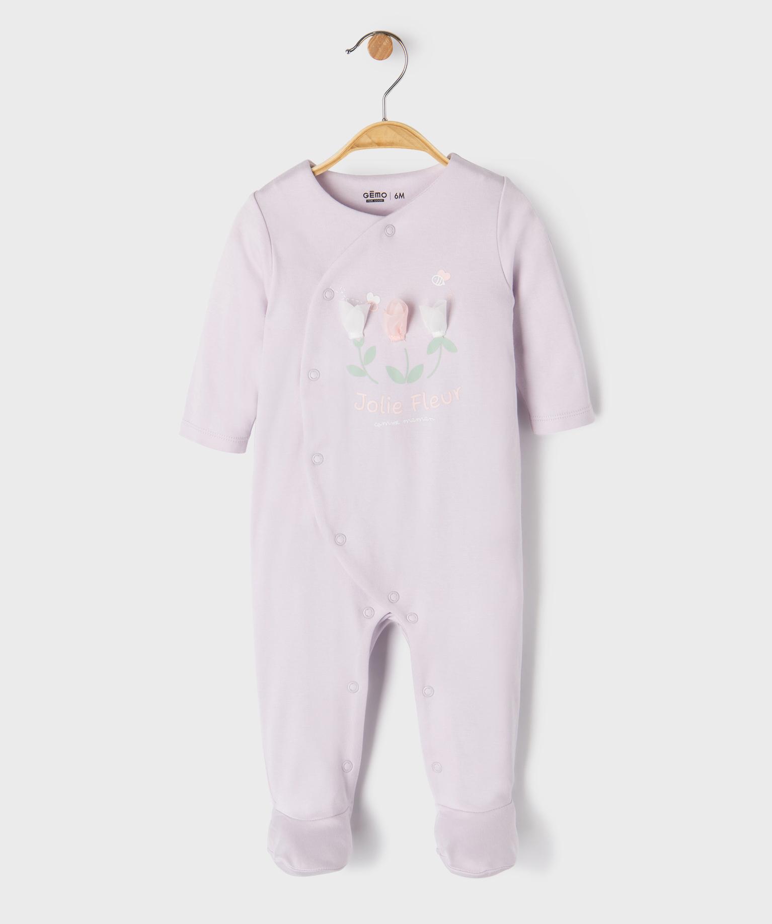 pyjama dors bien en coton ouverture devant bebe violet
