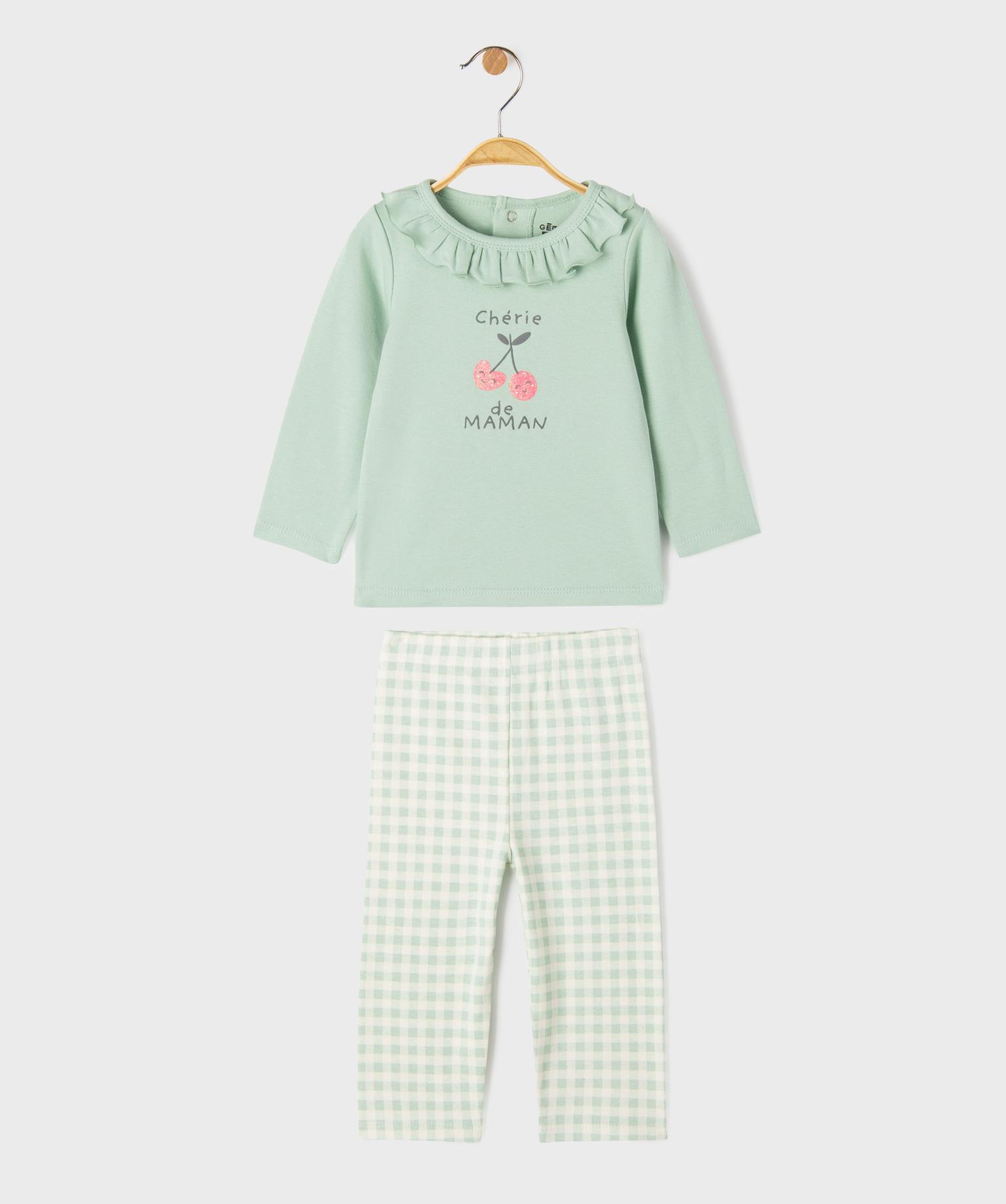pyjama 2 pieces a motif et carreaux bebe vert