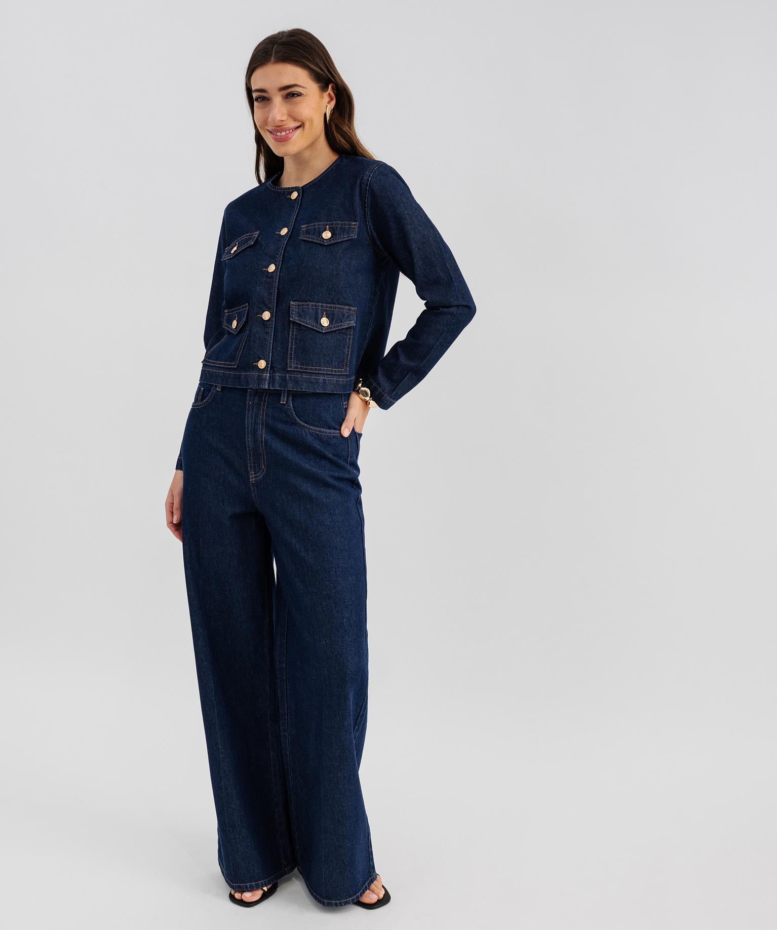 jean palazzo taille haute femme bleu