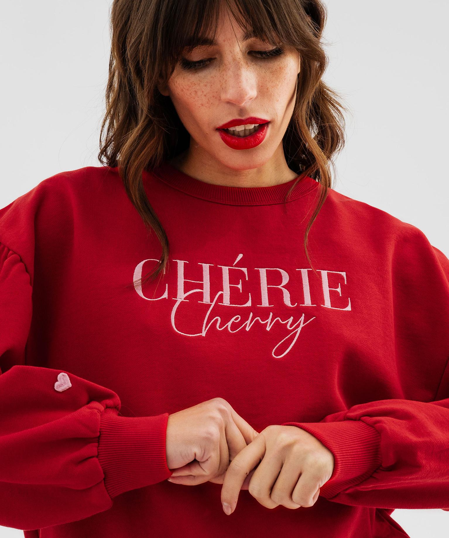 sweat oversize avec manches froncees femme rouge standard sweats