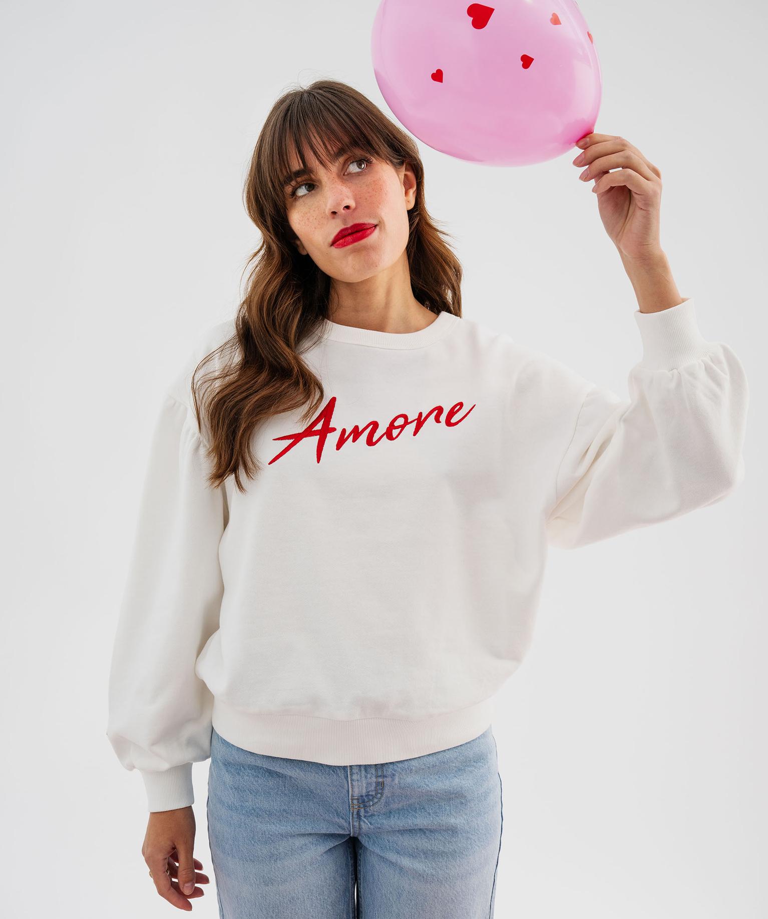 sweat oversize avec manches froncees femme beige sweats
