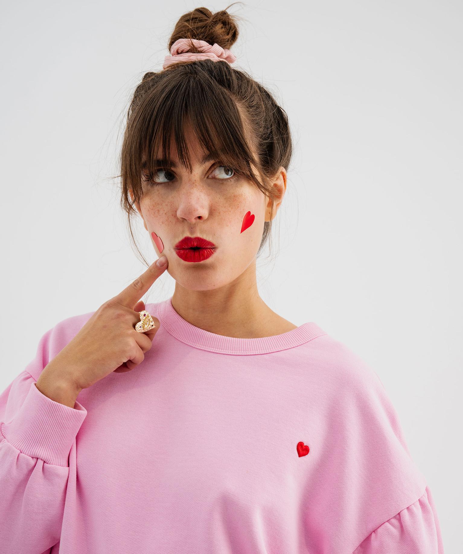 sweat oversize avec manches froncees femme rose sweats