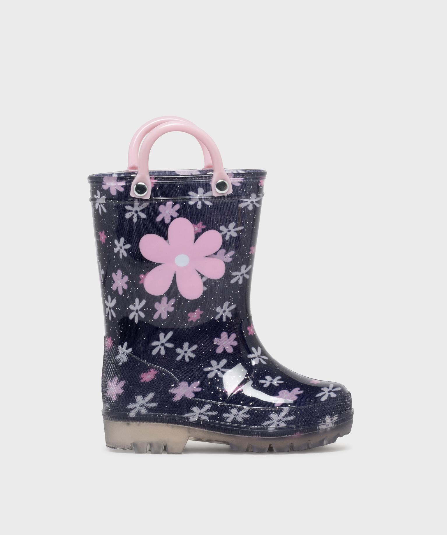 bottes de pluie a fleurs et paillettes bebe fille - little love bleu