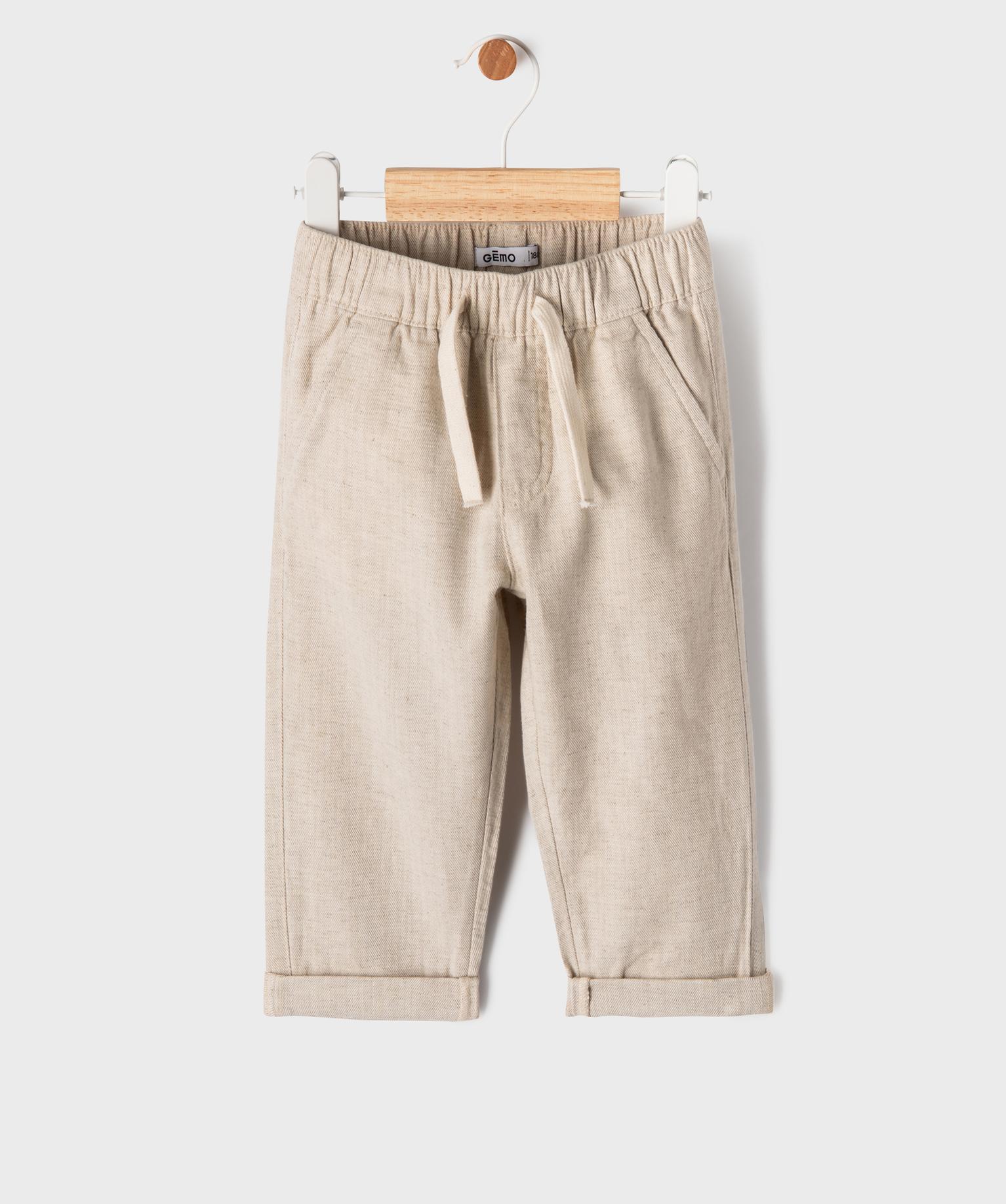 pantalon chic en coton et lin bebe garcon beige chine