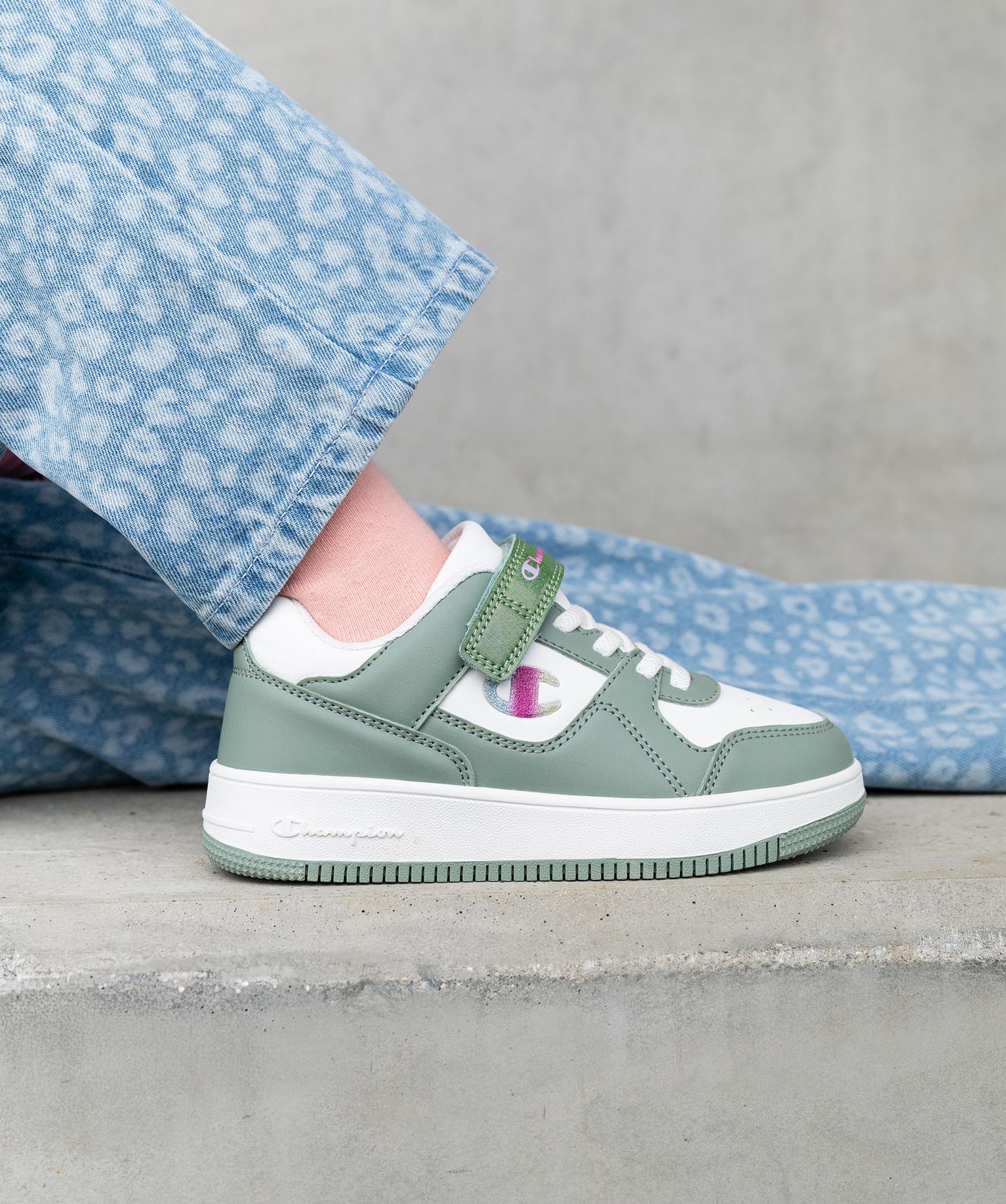 baskets basses rd18 low a lacets et scratch fille - champion vert baskets