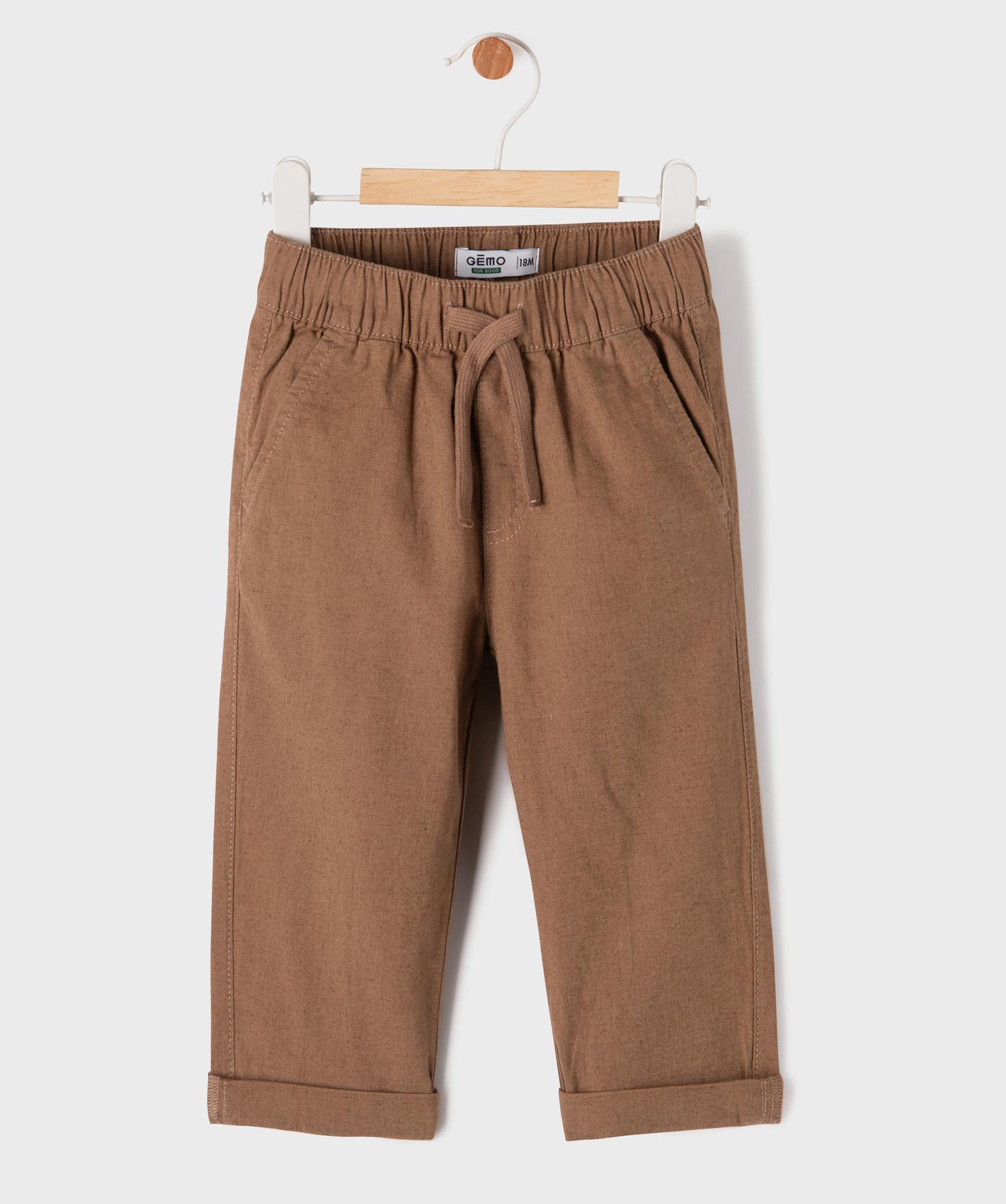 pantalon en lin et coton avec taille ajustable bebe garcon marron standard