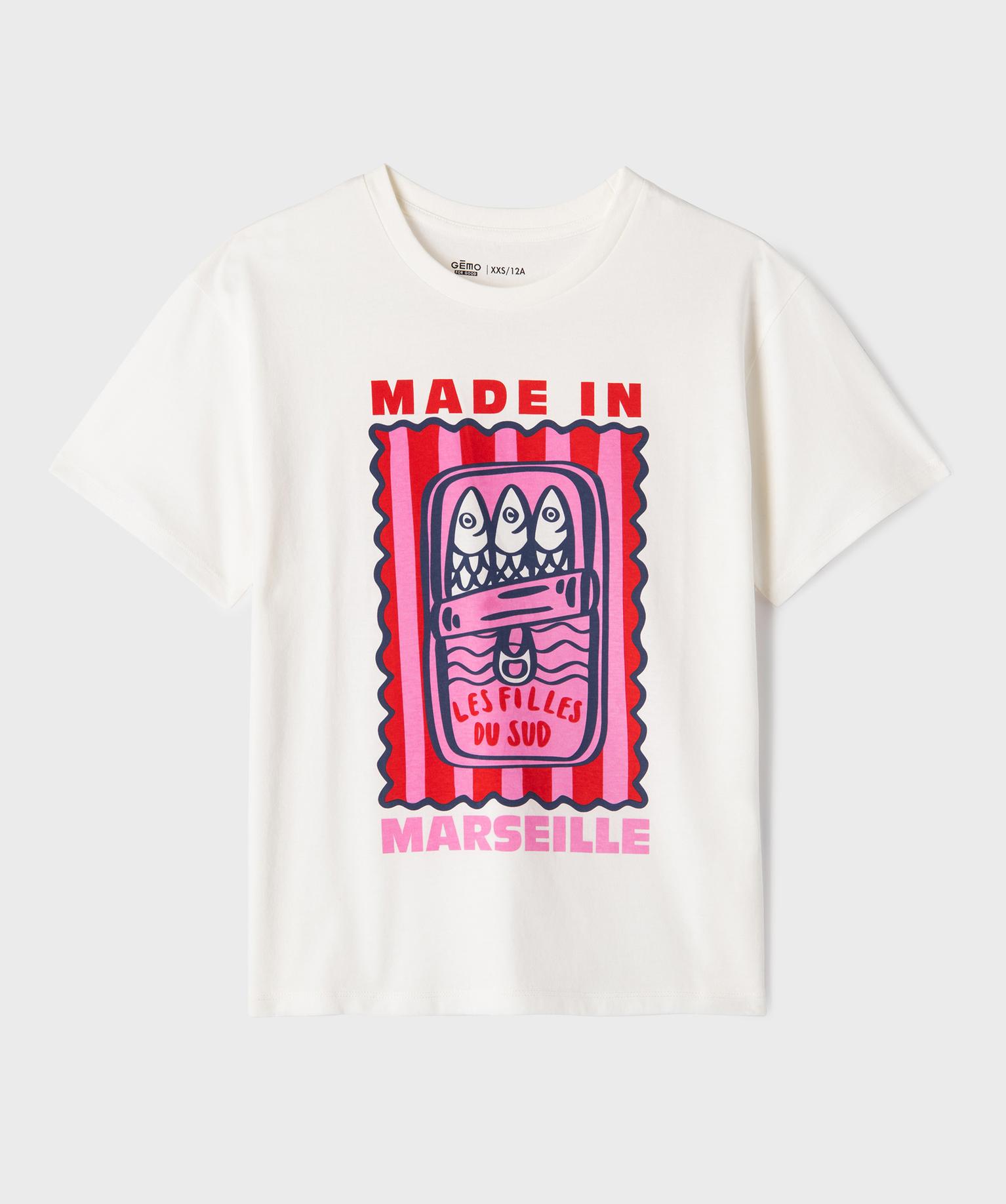 tee-shirt manches courtes en jersey de coton imprime graphique fille blanc standard tee-shirts