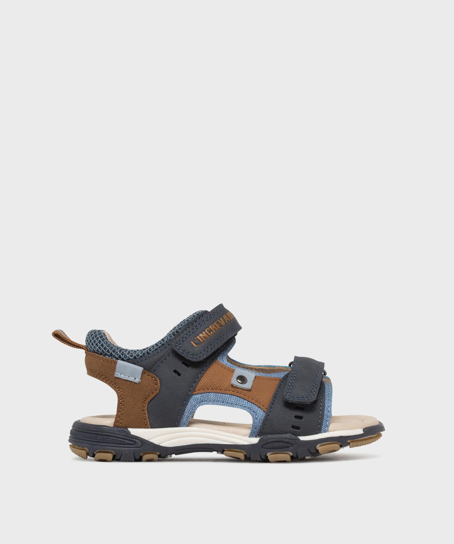 sandales a scratch multi-matieres garcon - gepy bleu