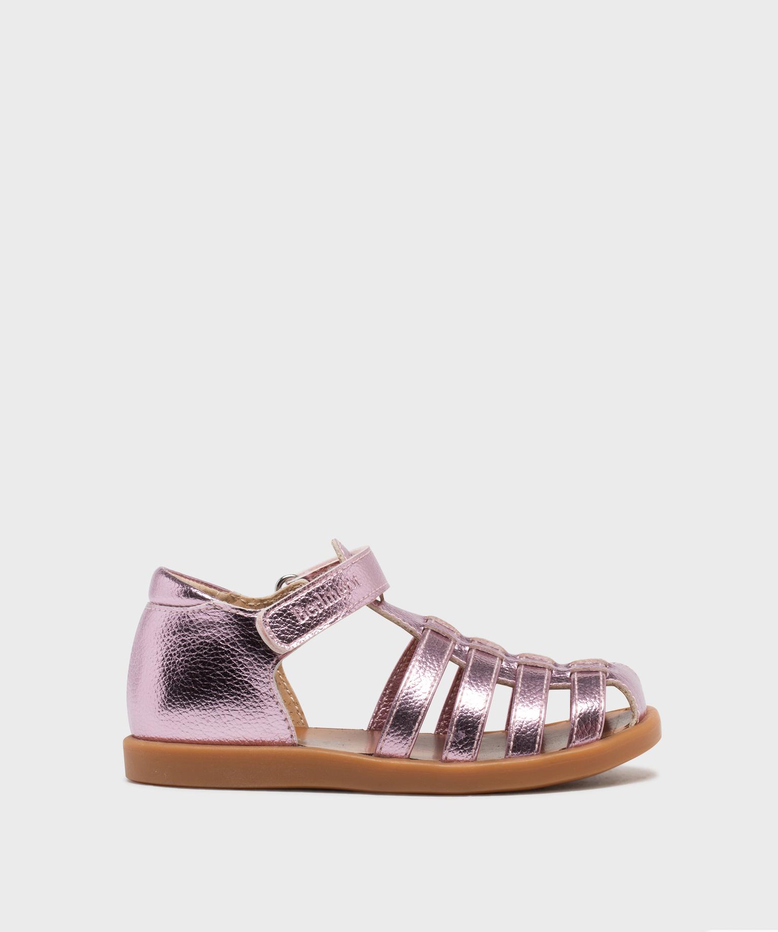 sandales metallisees a talon et bout fermes fille - berlingot by pom dapi rose vif