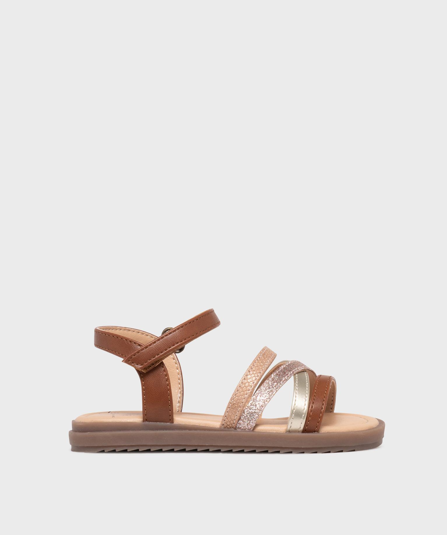 sandales a brides metallisees et pailletees fille - lovely wings brun
