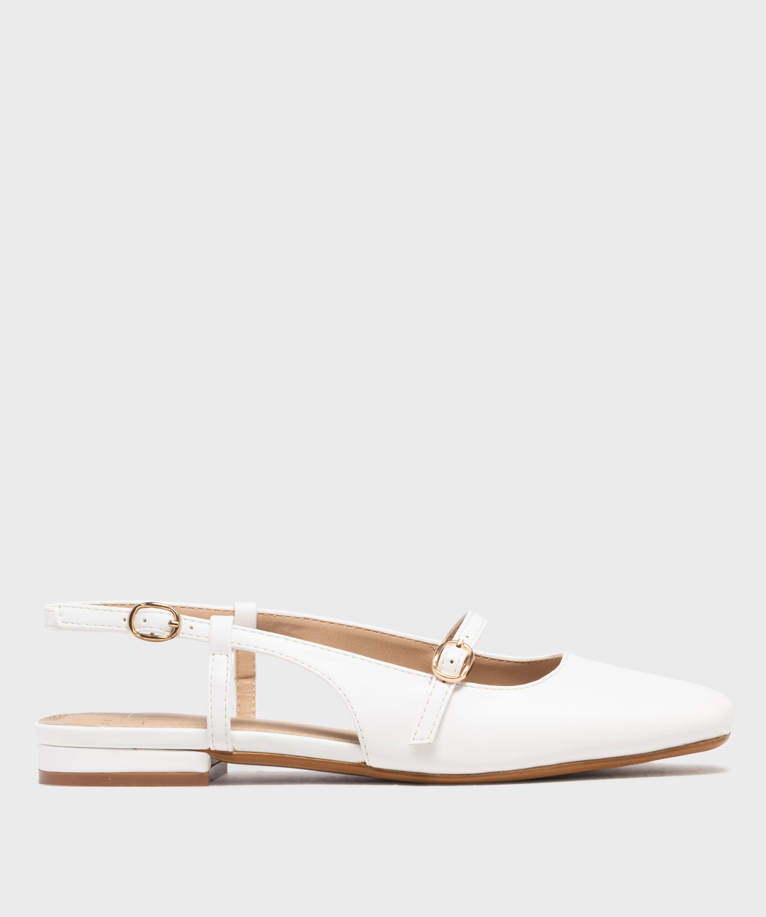 ballerines vernies slingback a bout carre et brides femme - follow me blanc standard ballerines