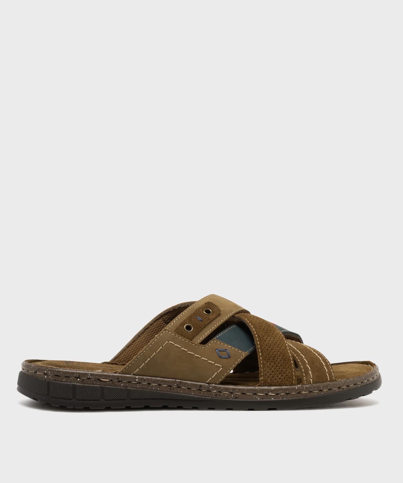 mules en cuir a brides croisees homme - gflex marron standard