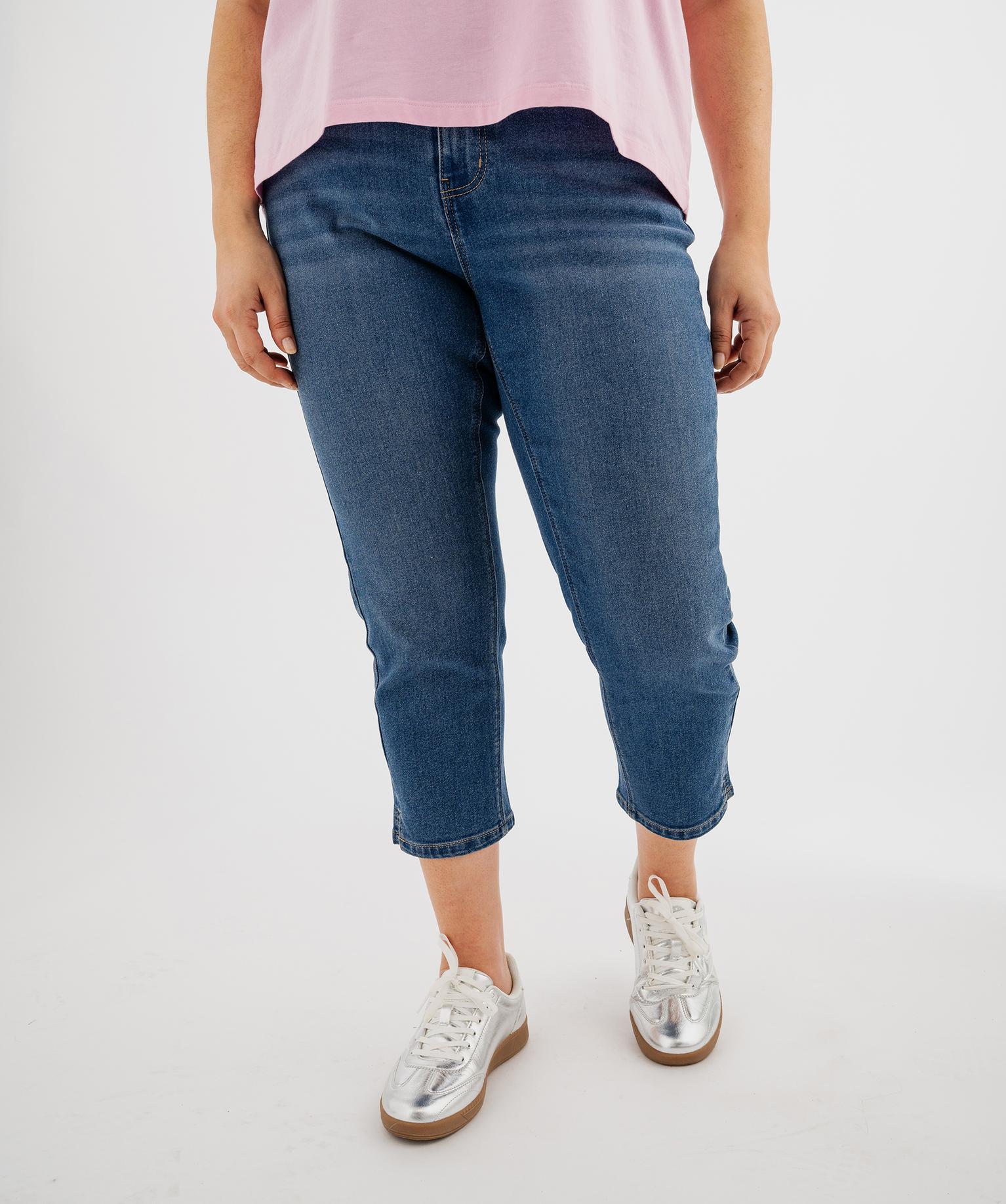 pantacourt en jean stretch coupe slim taille normale femme grande taille bleu standard pantacourt en jean