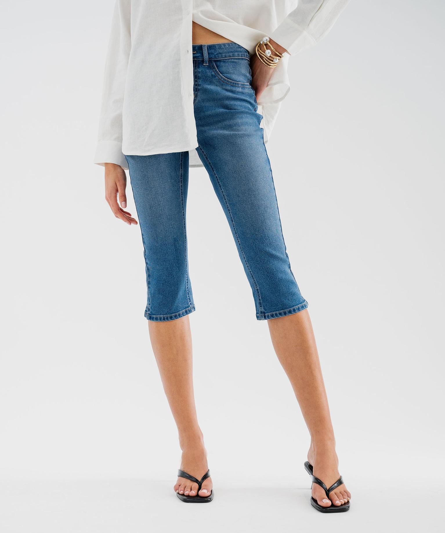 pantacourt en jean coupe slim femme bleu standard pantacourt en jean