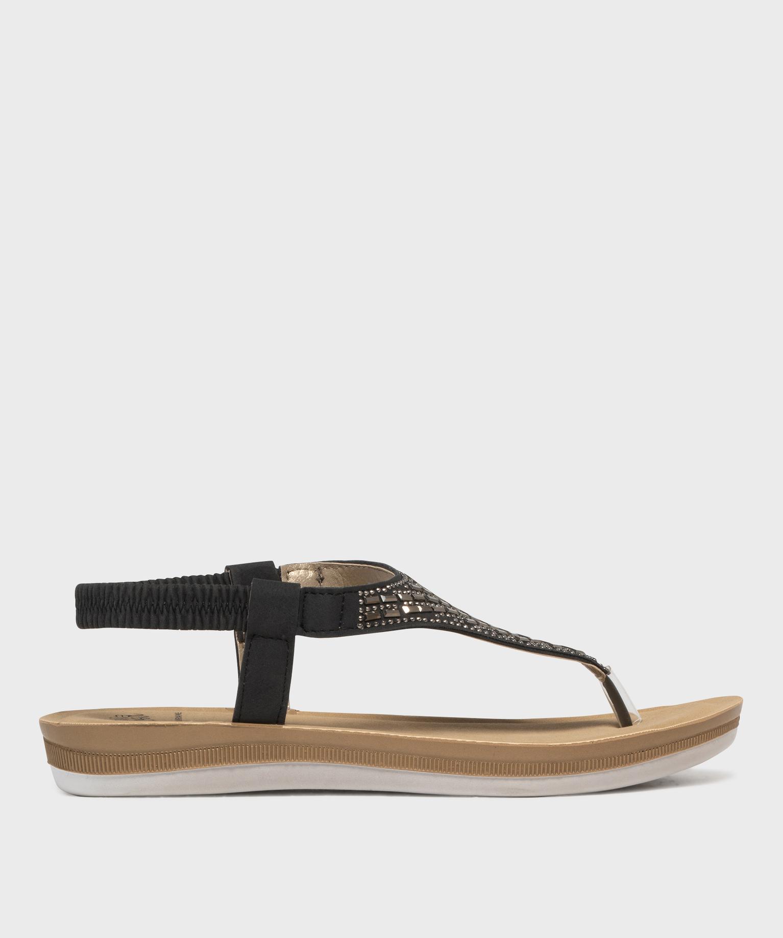 sandales a entredoigt avec strass femme - emilia rosa noir standard