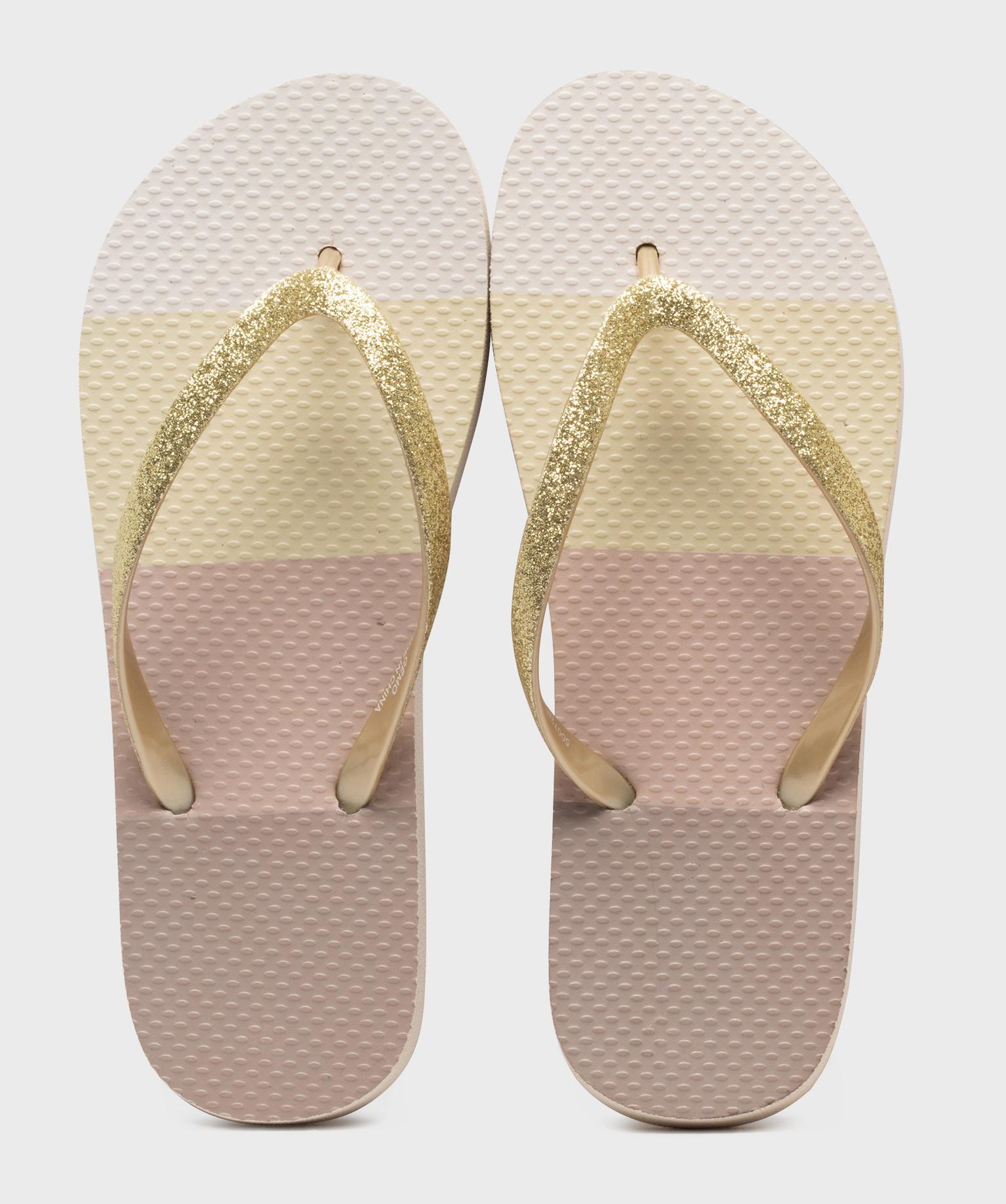 tongs a brides pailletees femme jaune