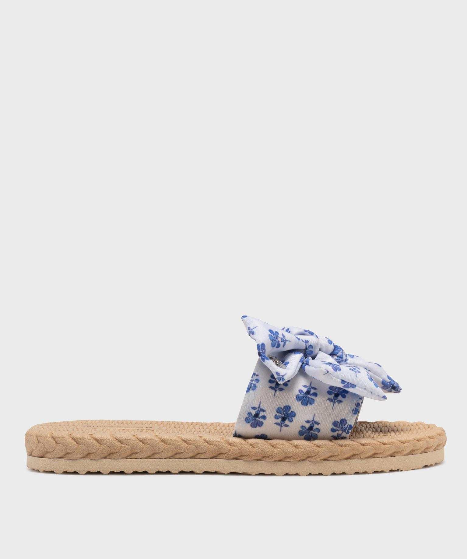 sandales de plage en textile a motifs fleuris femme - lulucastagnette bleu