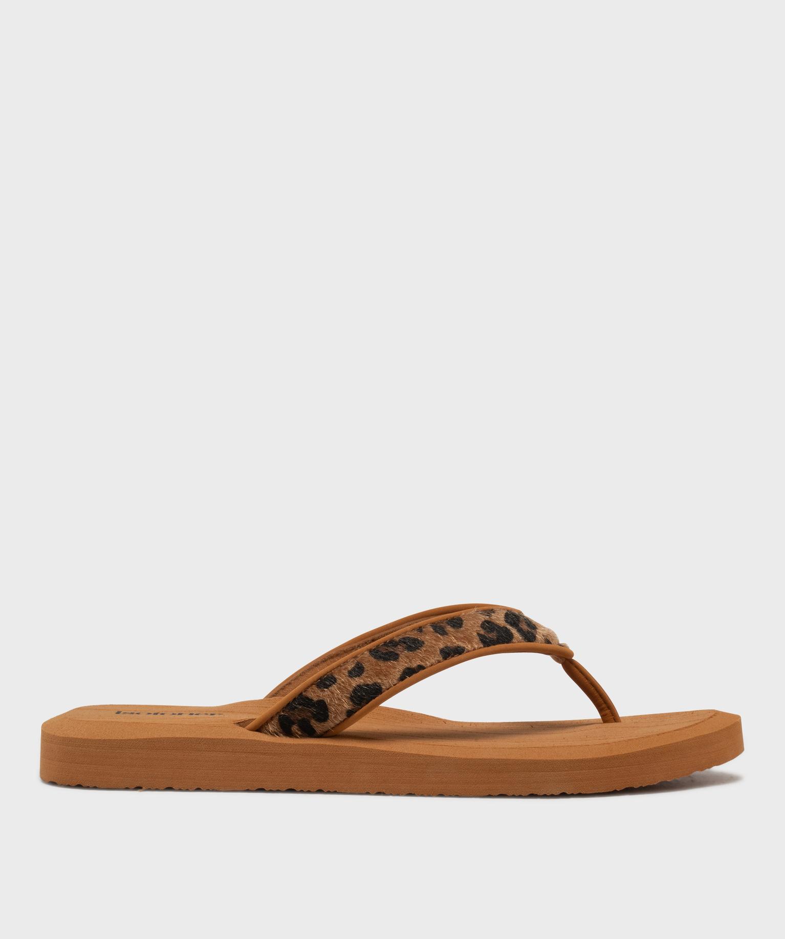 tongs de plage a motif leopard femme - isotoner brun