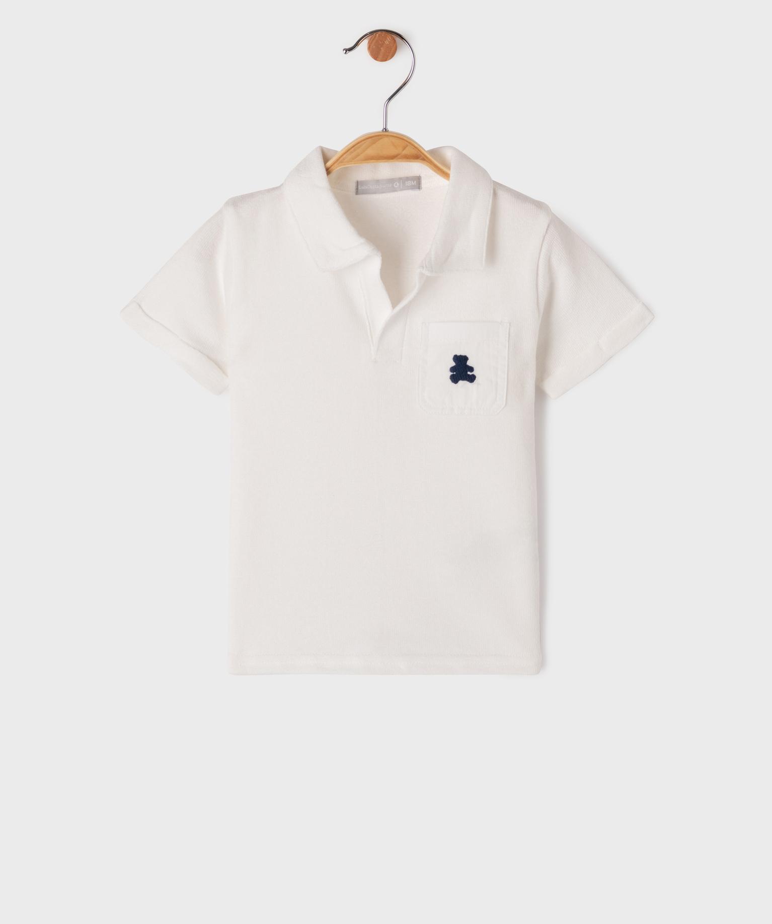 polo en coton avec poche poitrine bebe garcon - lulucastagnette blanc standard