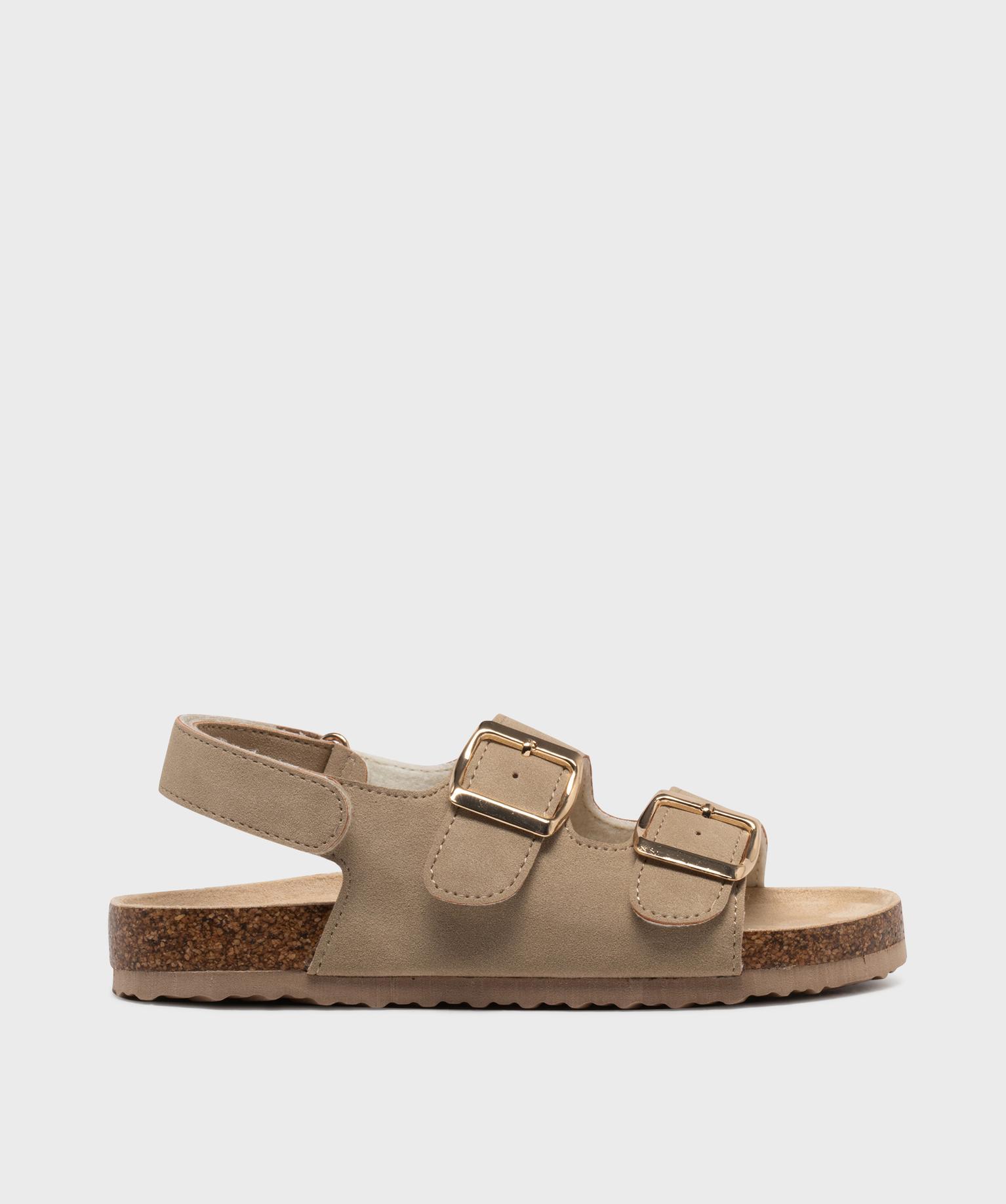 sandales a double bride et scratch au talon fille - lovely wings beige standard