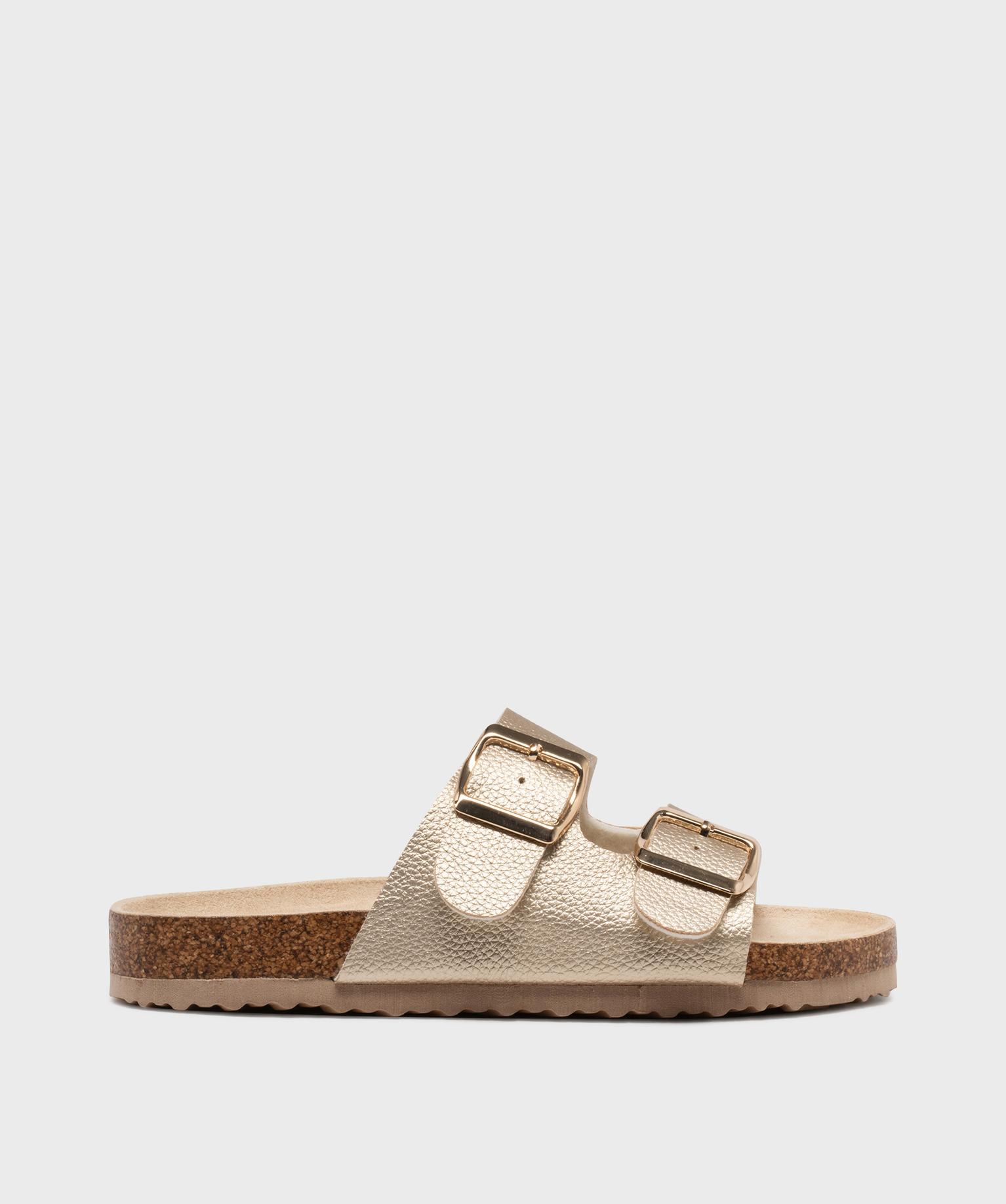 mules ouvertes 2 brides en matiere metallisee fille - lovely wings dore
