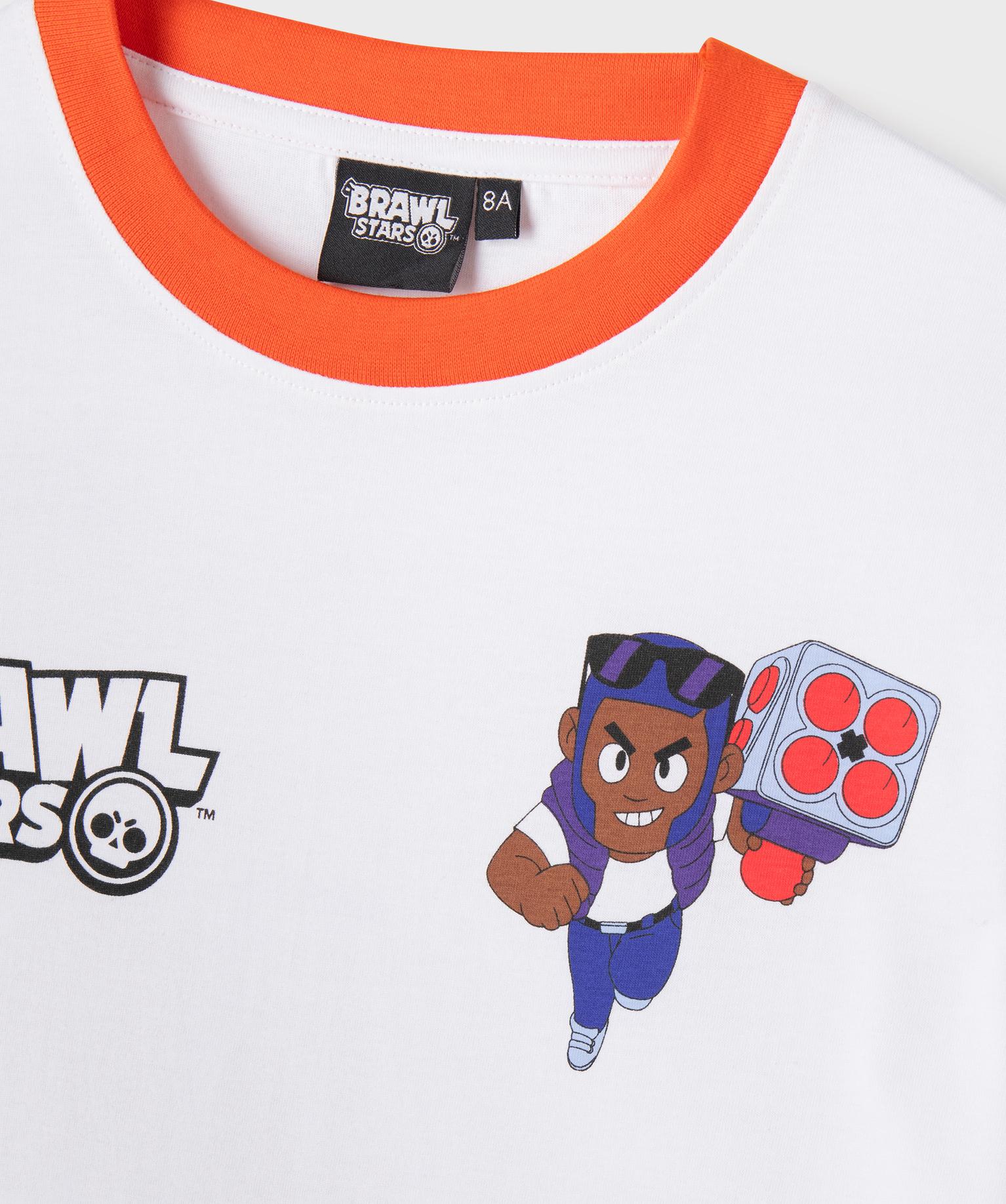 tee-shirt manches courtes en jersey de coton imprime devant et dos garcon - brawl stars blanc standard tee-shirts