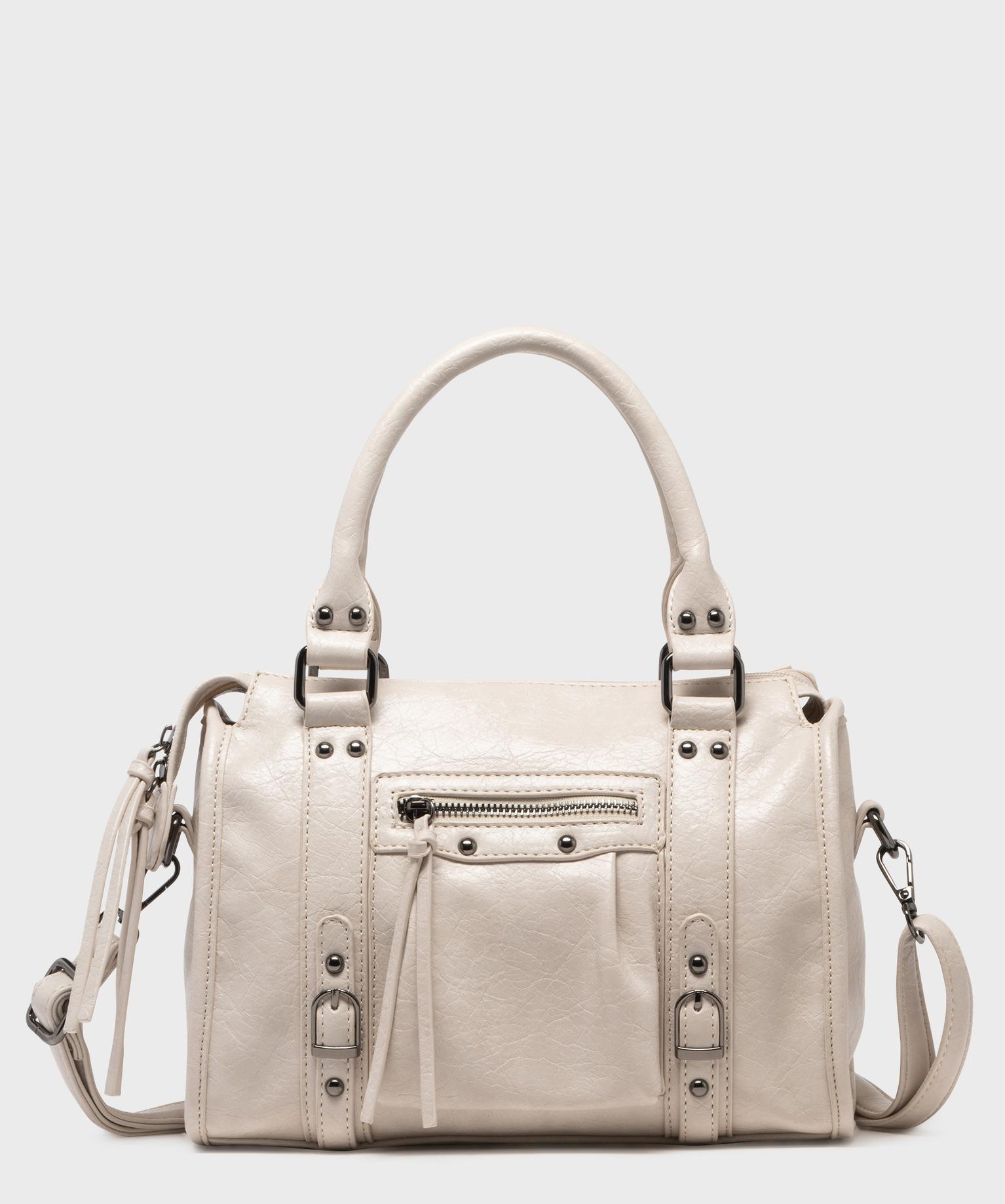 sac a main verni mat a clous et bandouliere amovible femme beige sacs a main