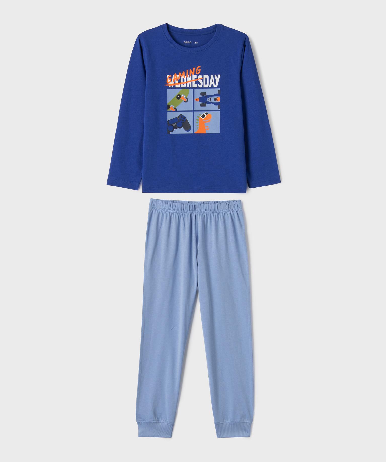 pyjama en coton a motifs streetwear garcon bleu standard