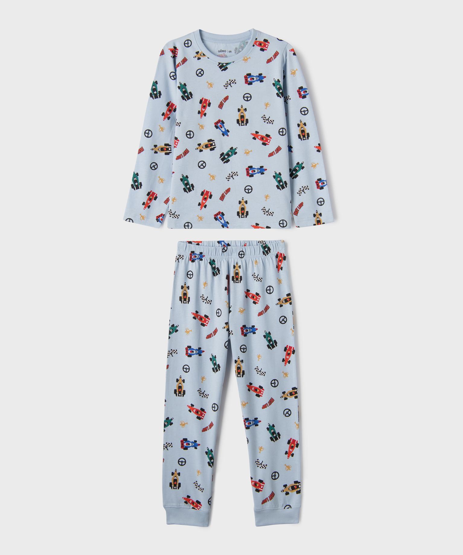 pyjama en coton a motifs voitures de courses garcon bleu