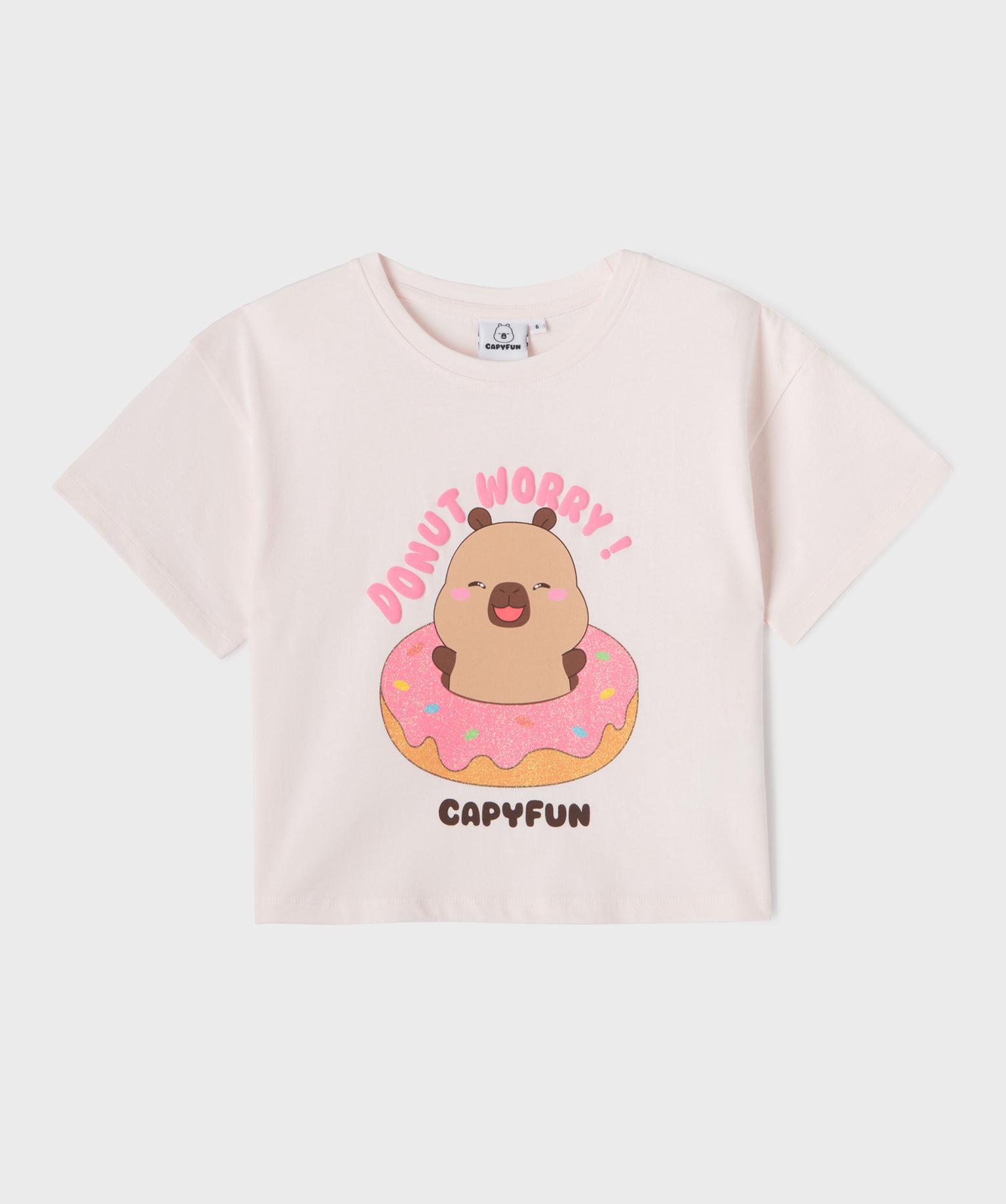 tee-shirt manches courtes avec motif donut fille - capyfun rose tee-shirts