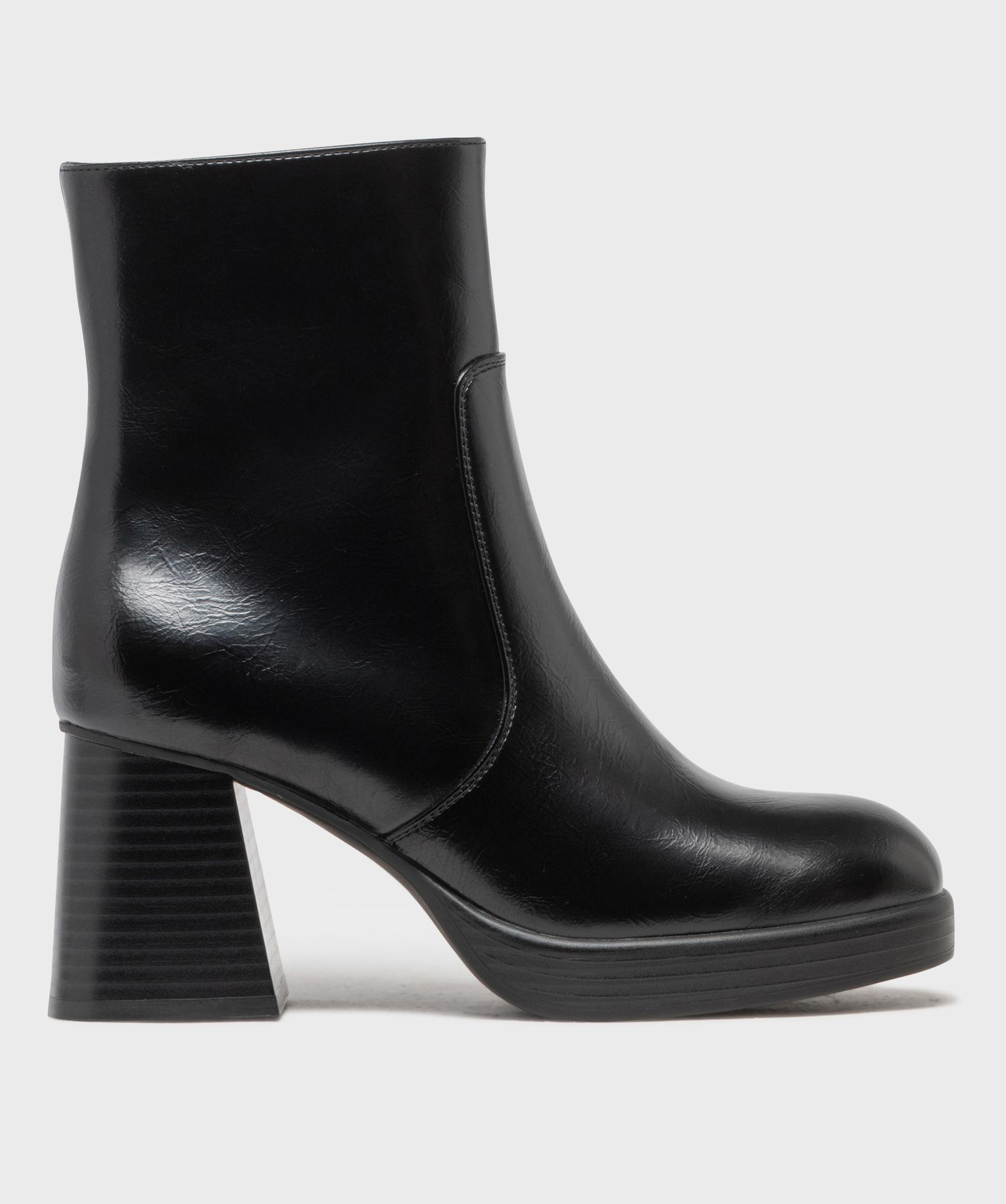 boots a talon a bout carre et semelle plateforme femme - follow me noir standard