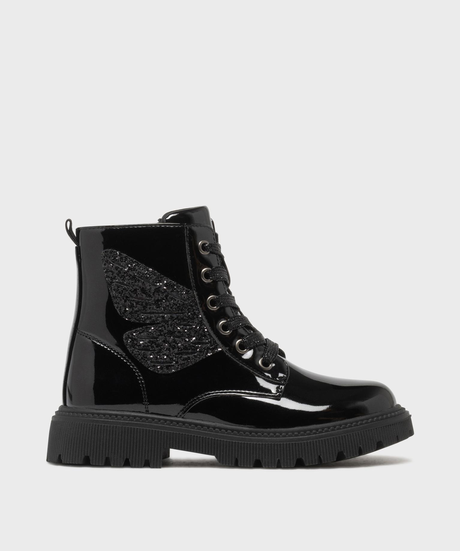 boots rangers vernies a details pailletes fille noir vif